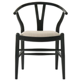 Cortona Black and Beige Danish Y-Shaped Back Wishbone Dining Side Chair, Set of 2 from Coaster - Luna Furniture