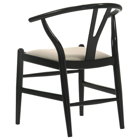 Cortona Black and Beige Danish Y-Shaped Back Wishbone Dining Side Chair, Set of 2 from Coaster - Luna Furniture