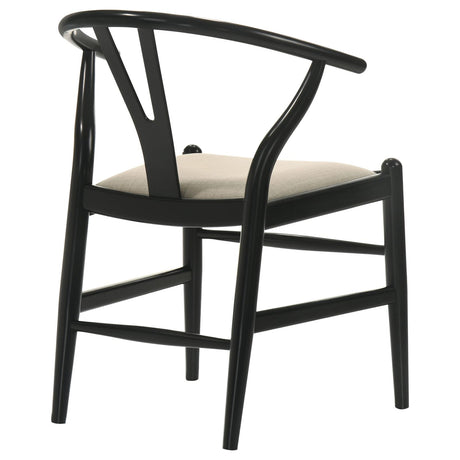 Cortona Black and Beige Danish Y-Shaped Back Wishbone Dining Side Chair, Set of 2 from Coaster - Luna Furniture