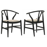 Cortona Black and Beige Danish Y-Shaped Back Wishbone Dining Side Chair, Set of 2 from Coaster - Luna Furniture