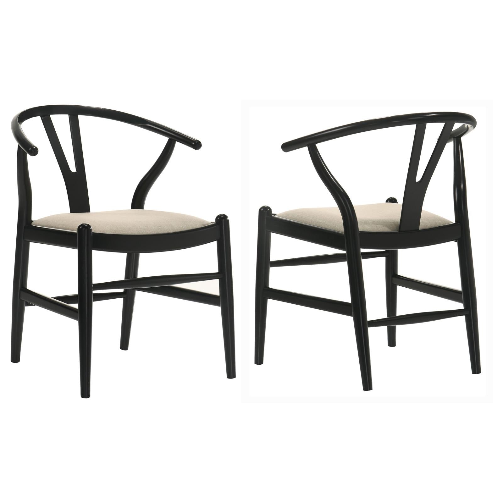Cortona Black and Beige Danish Y-Shaped Back Wishbone Dining Side Chair, Set of 2 from Coaster - Luna Furniture