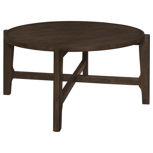 Cota Dark Brown Round Solid Wood Coffee Table