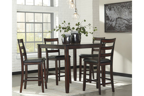 Coviar Brown 5-Piece Counter Height Set from Ashley - Luna Furniture
