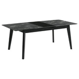 Crestmont Gray Rectangular Faux Marble Top Dining Table with and 16" Self-Storing Extension Leaf from Coaster - Luna Furniture
