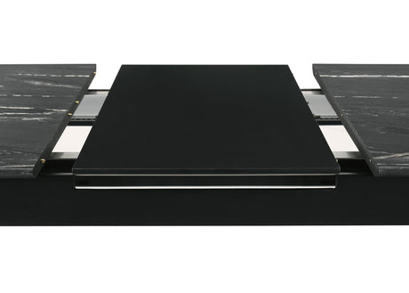 Crestmont Gray Rectangular Faux Marble Top Dining Table with and 16" Self-Storing Extension Leaf from Coaster - Luna Furniture