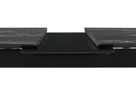 Crestmont Gray Rectangular Faux Marble Top Dining Table with and 16" Self-Storing Extension Leaf from Coaster - Luna Furniture