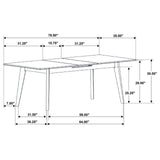 Crestmont Gray Rectangular Faux Marble Top Dining Table with and 16" Self-Storing Extension Leaf from Coaster - Luna Furniture