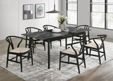 Crestmont Gray Rectangular Faux Marble Top Dining Table with and 16" Self-Storing Extension Leaf from Coaster - Luna Furniture