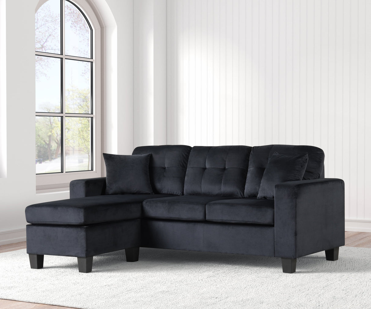 Cris Black Reversible Sectional from Happy Homes - Luna Furniture