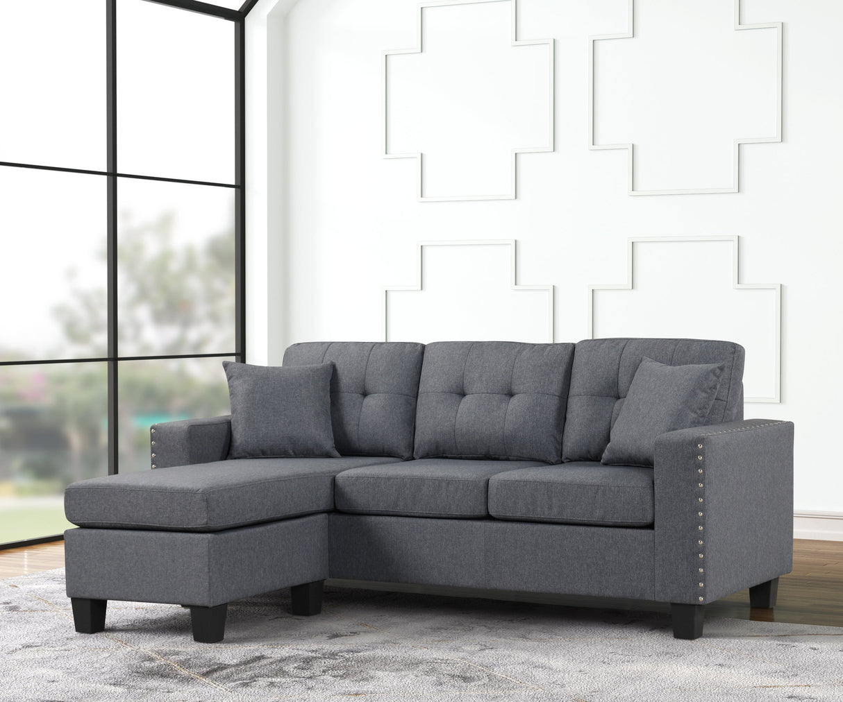 Cris Gray Reversible Sectional from Happy Homes - Luna Furniture