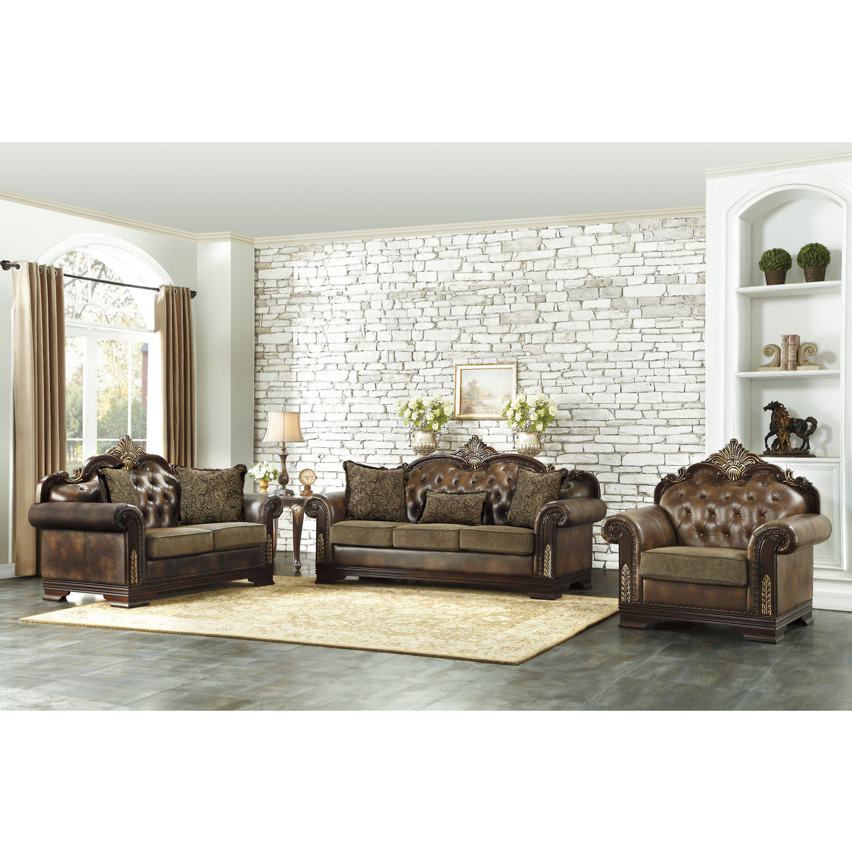 Homelegance Croydon Dark Cherry Living Room Set - Luna Furniture