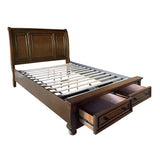 Cumberland Brown Cherry King Sleigh Storage Platform Bed from Homelegance - Luna Furniture