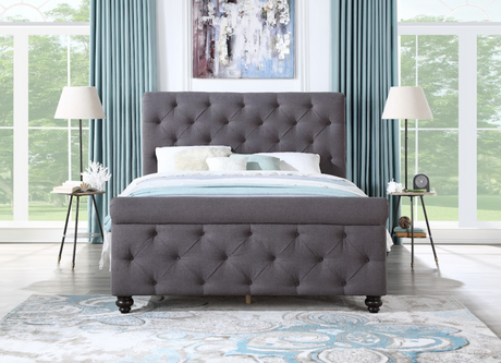 Curly Dark Gray Queen Upholstered Sleigh Bed from Homelegance - Luna Furniture
