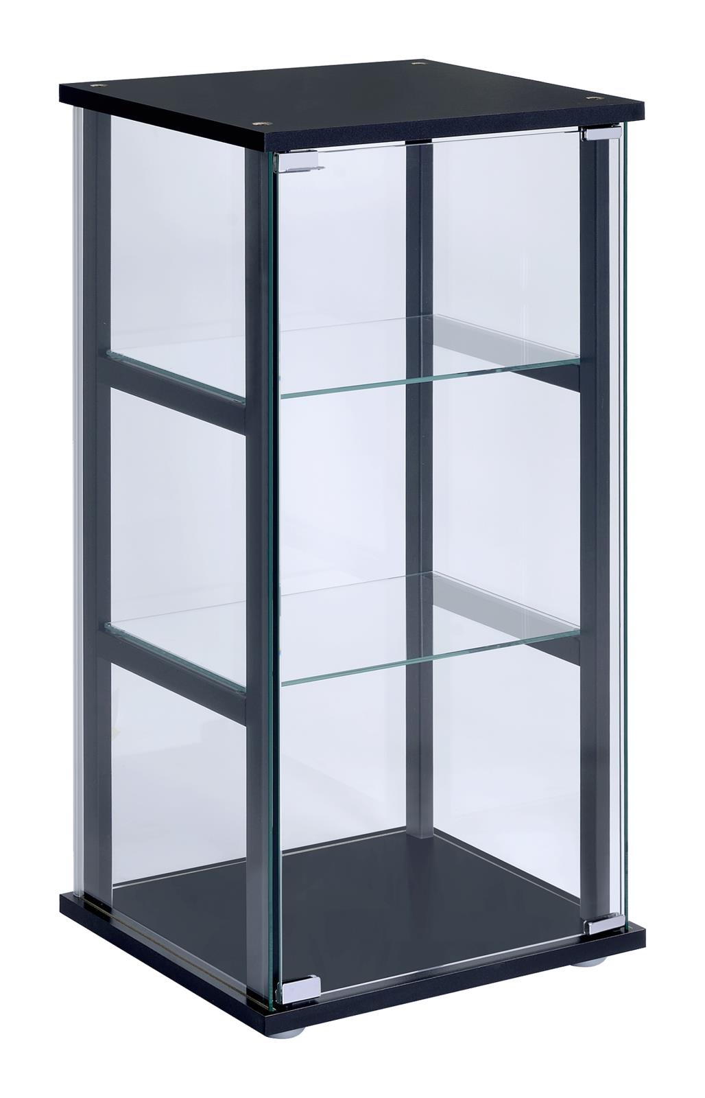 Cyclamen Black and Clear 3-Shelf Glass Curio Cabinet from Coaster - Luna Furniture