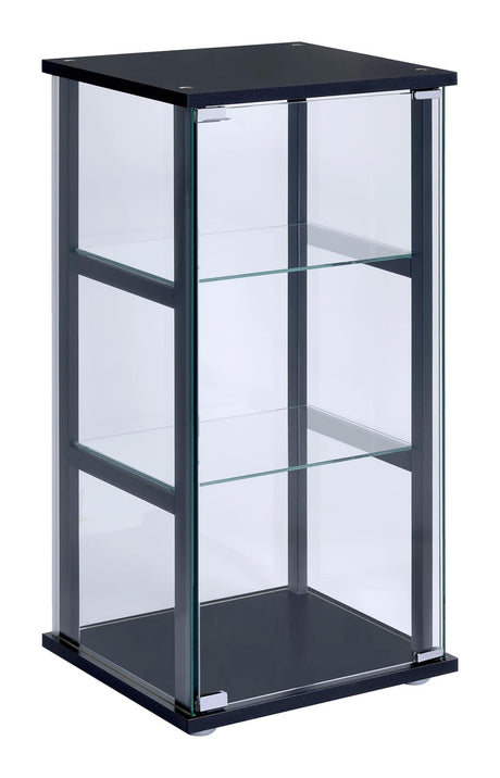 Cyclamen Black and Clear 3-Shelf Glass Curio Cabinet from Coaster - Luna Furniture