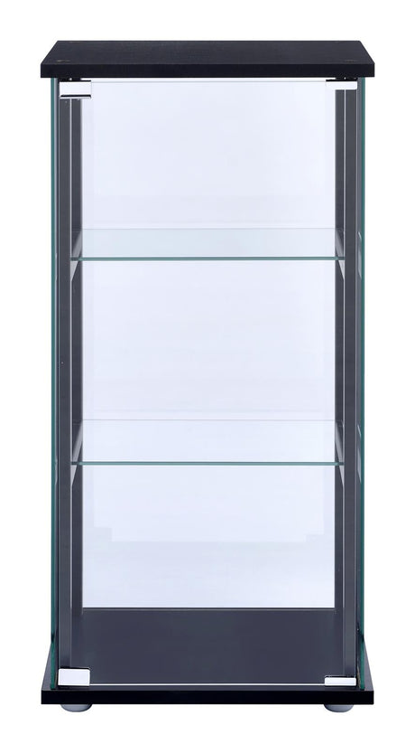 Cyclamen Black and Clear 3-Shelf Glass Curio Cabinet from Coaster - Luna Furniture