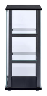 Cyclamen Black and Clear 3-Shelf Glass Curio Cabinet from Coaster - Luna Furniture