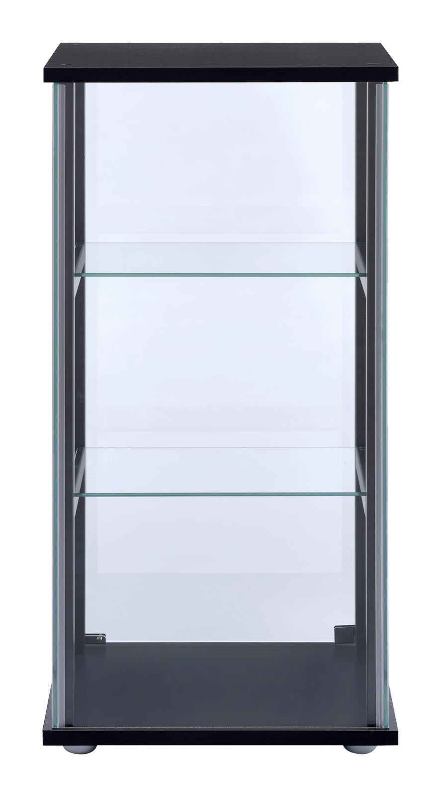 Cyclamen Black and Clear 3-Shelf Glass Curio Cabinet from Coaster - Luna Furniture