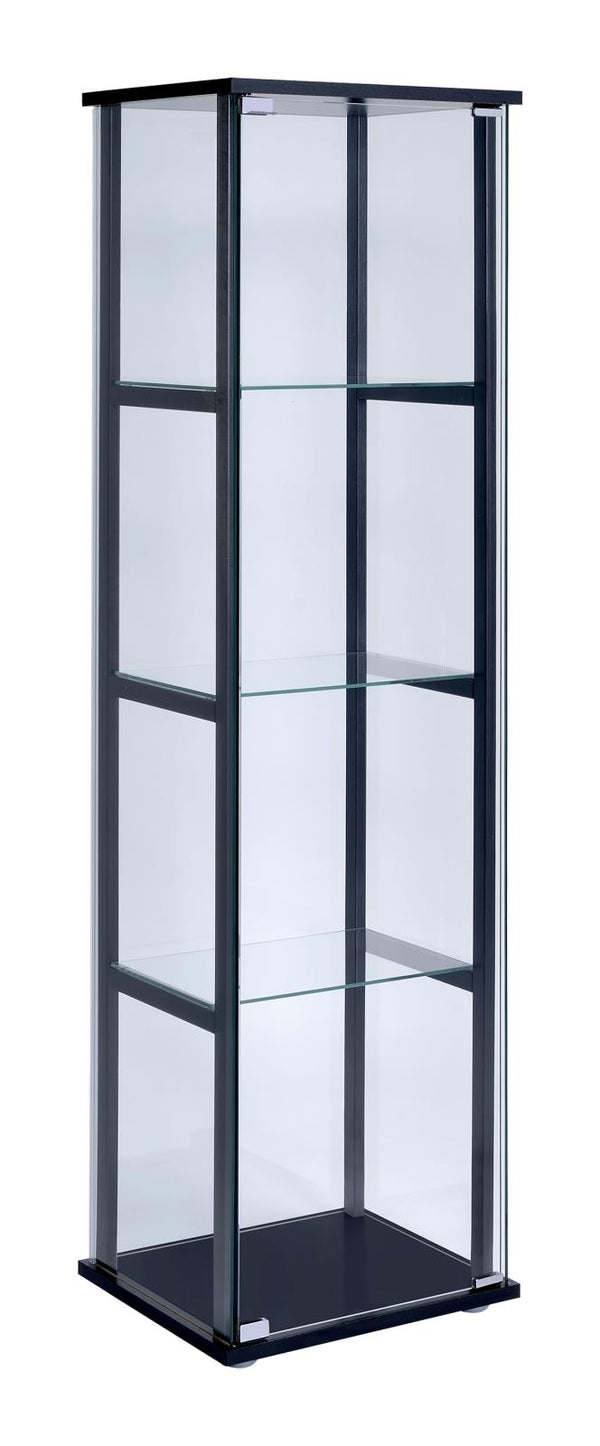 Cyclamen Black and Clear 4-Shelf Glass Curio Cabinet