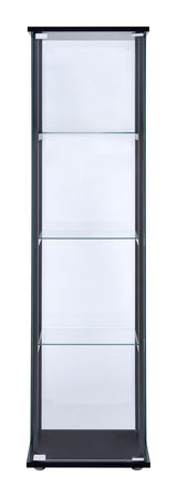 Cyclamen Black and Clear 4-Shelf Glass Curio Cabinet from Coaster - Luna Furniture