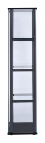 Cyclamen Black and Clear 4-Shelf Glass Curio Cabinet from Coaster - Luna Furniture