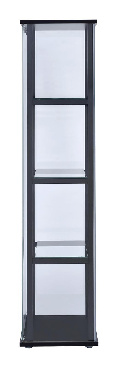 Cyclamen Black and Clear 4-Shelf Glass Curio Cabinet from Coaster - Luna Furniture