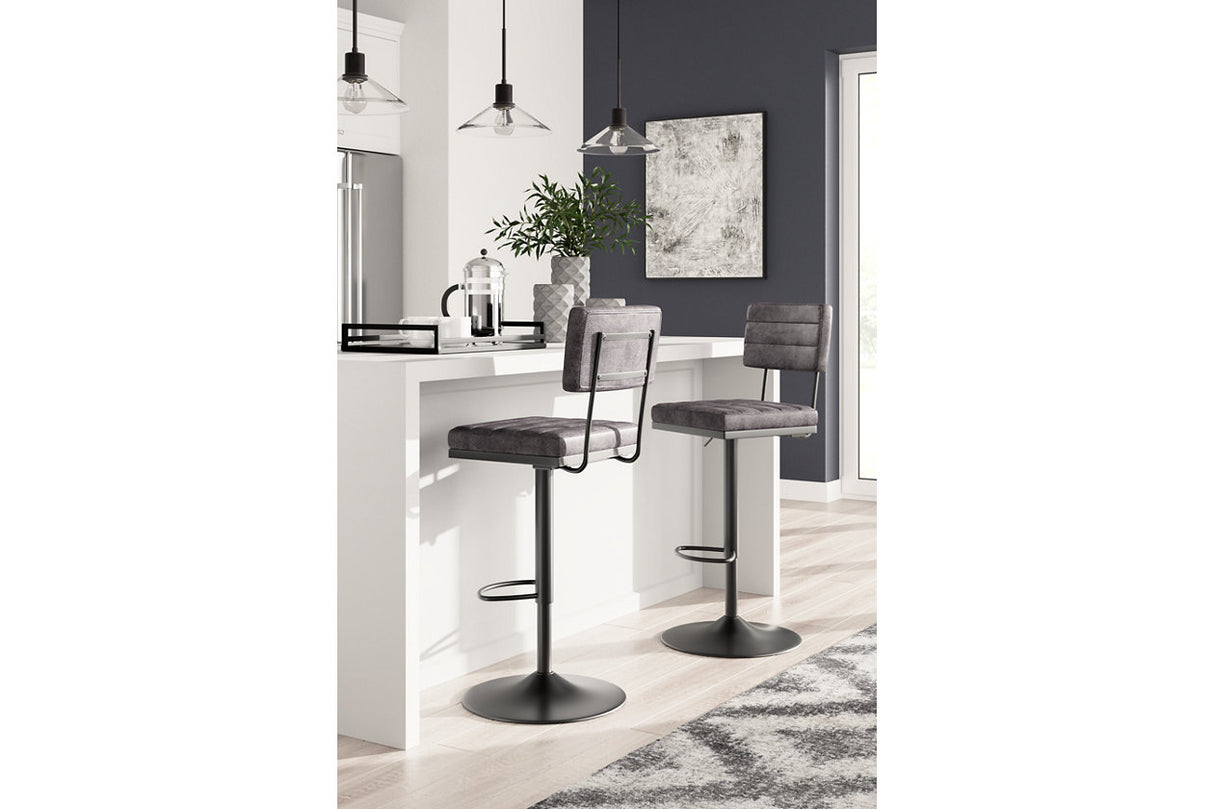 Strumford Gray/Black Bar Height Barstool, Set of 2 from Ashley - Luna Furniture