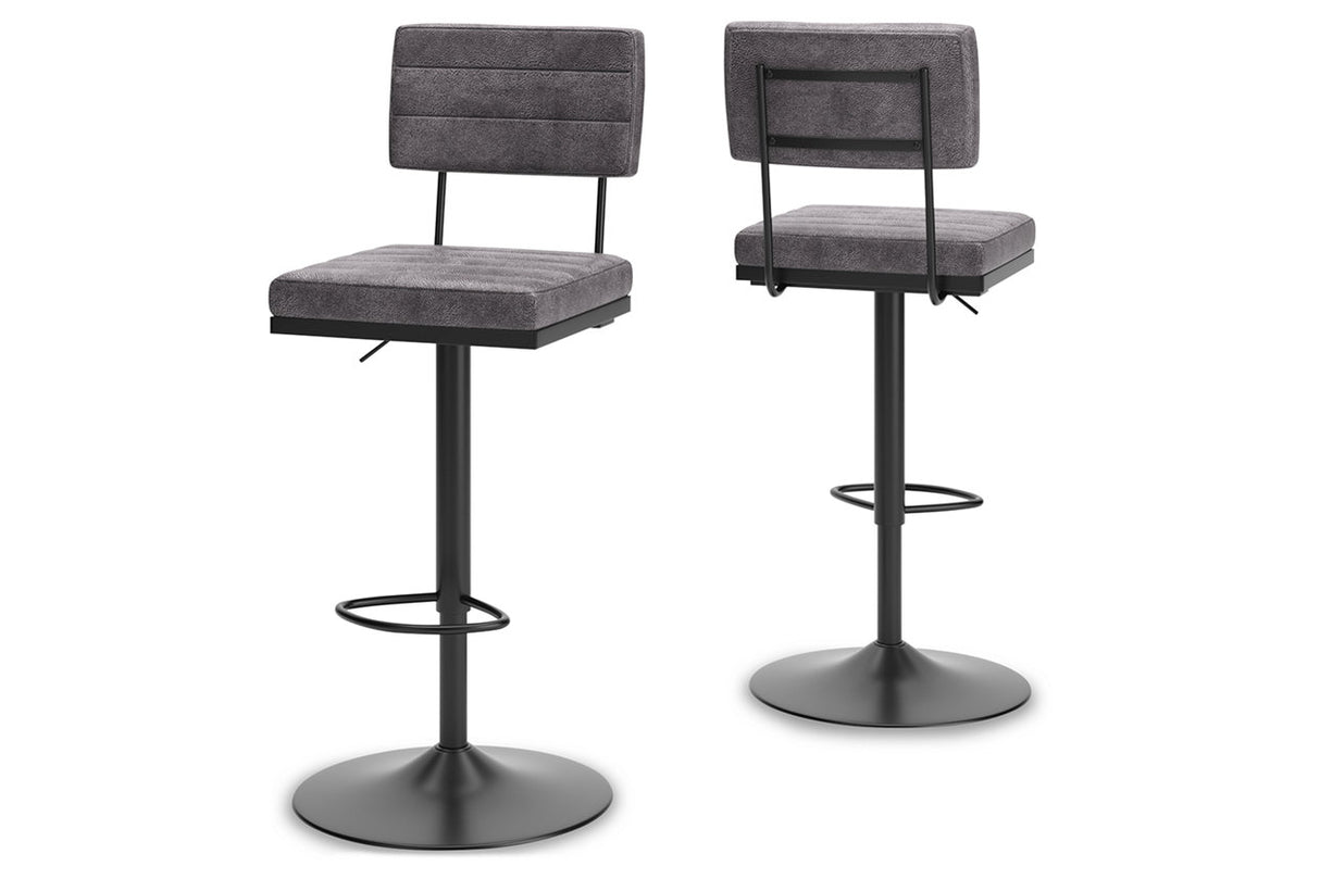 Strumford Gray/Black Bar Height Barstool, Set of 2 from Ashley - Luna Furniture