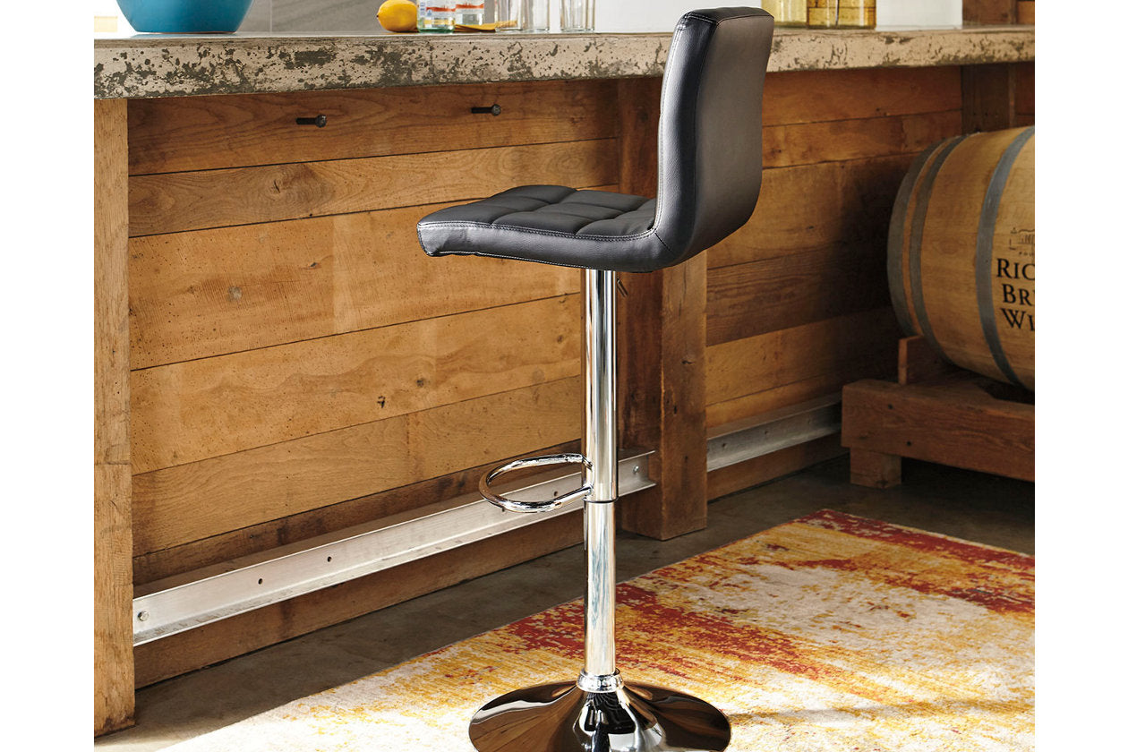 Bellatier Black/Chrome Finish Adjustable Height Barstool, Set of 2 from Ashley - Luna Furniture