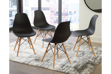 Jaspeni Black/Natural Dining Chair, Set of 4 from Ashley - Luna Furniture