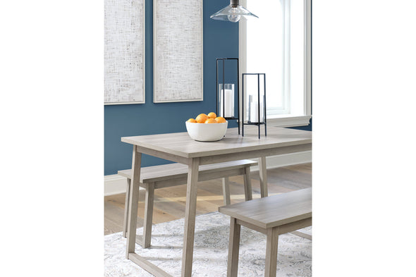 Loratti Gray Dining Table and Benches, Set of 3
