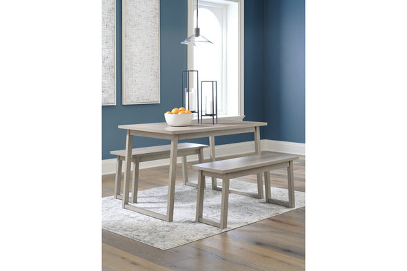Loratti Gray Dining Table and Benches, Set of 3