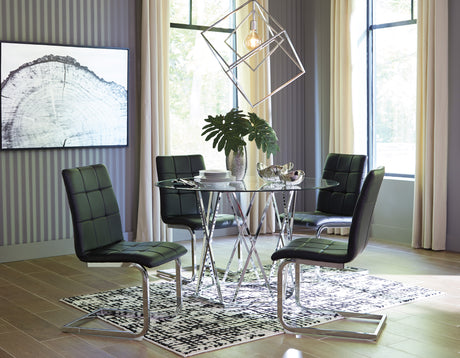 Madanere Black-Chrome 5-Piece Dining Room Set - Luna Furniture