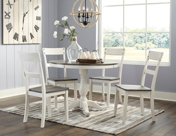 Nelling White-Dark Brown Round Dining Room Set - Luna Furniture