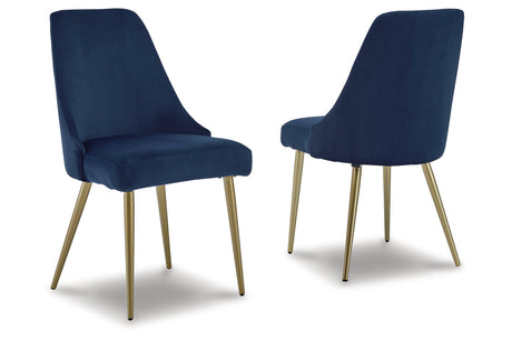 Wynora Blue/Gold Finish Dining Chair, Set of 2