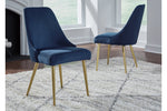 Wynora Blue/Gold Finish Dining Chair, Set of 2
