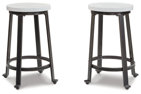 Challiman Vintage White Counter Height Stool, Set of 2
