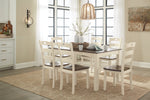 Woodanville Cream/Brown Dining Table and Chairs, Set of 7