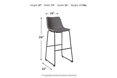 Centiar Gray Pub Height Barstool, Set of 2 from Ashley - Luna Furniture