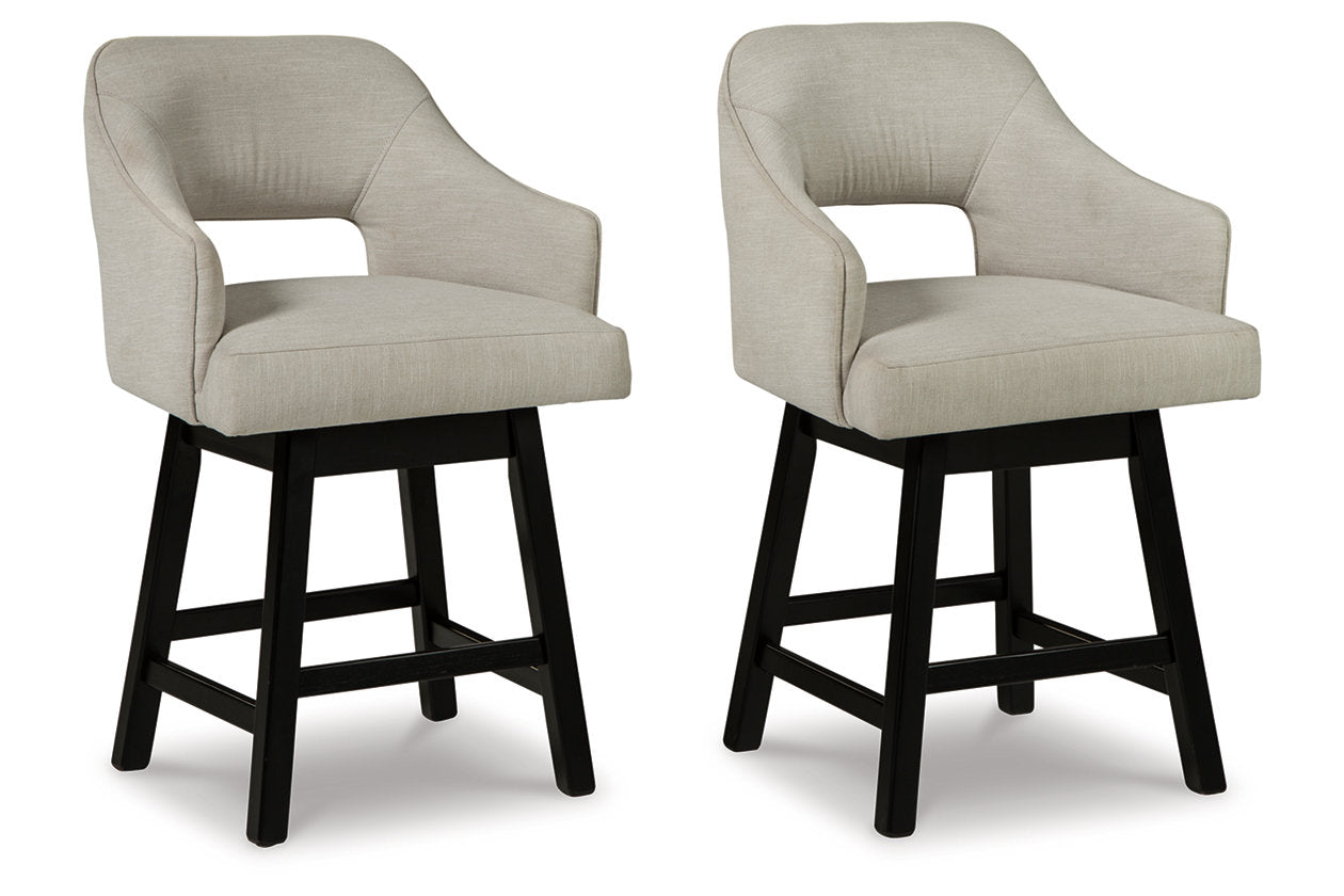 Tallenger Linen/Brown Counter Height Barstool, Set of 2 from Ashley - Luna Furniture