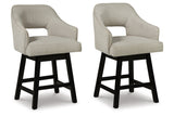 Tallenger Linen/Brown Counter Height Barstool, Set of 2 from Ashley - Luna Furniture