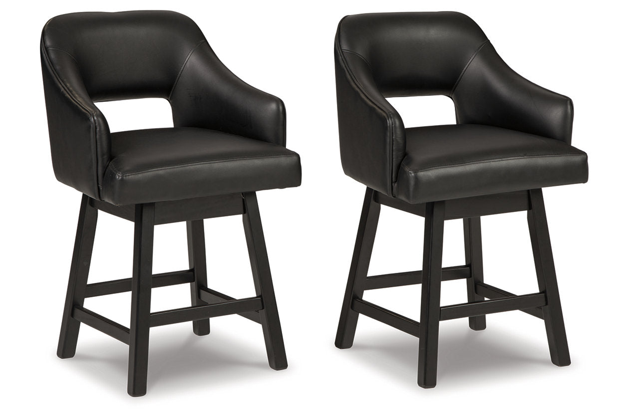 Tallenger Black/Dark Brown Counter Height Barstool, Set of 2 from Ashley - Luna Furniture