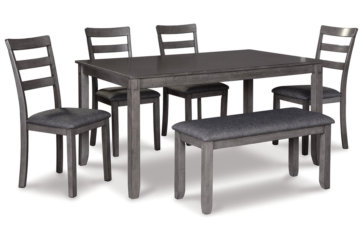 Bridson Gray Dining Table and Chairs with Bench from Ashley - Luna Furniture