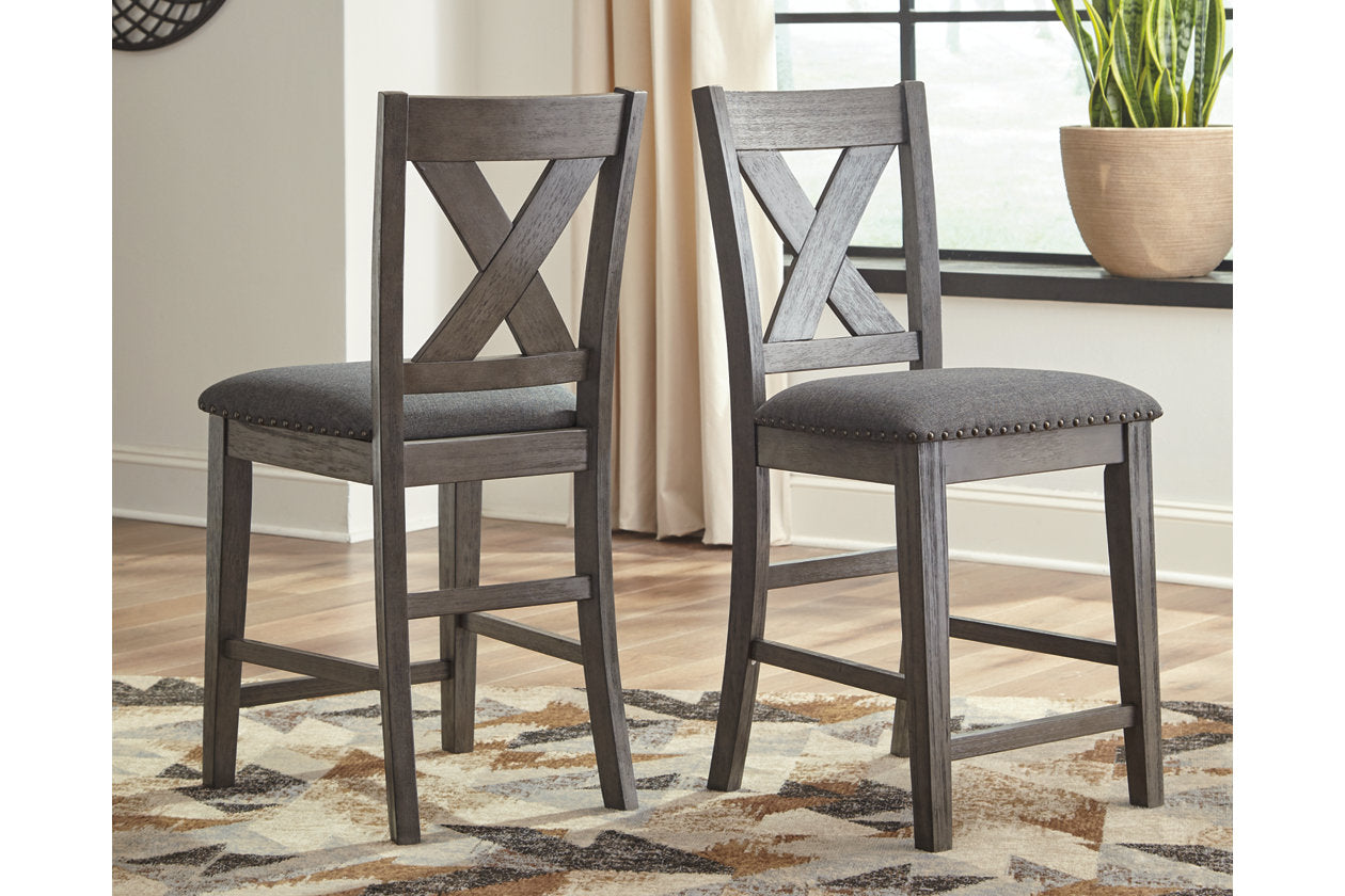 Caitbrook Gray Counter Height Upholstered Barstool, Set of 2 from Ashley - Luna Furniture