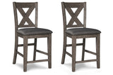 Caitbrook Gray Counter Height Upholstered Barstool, Set of 2