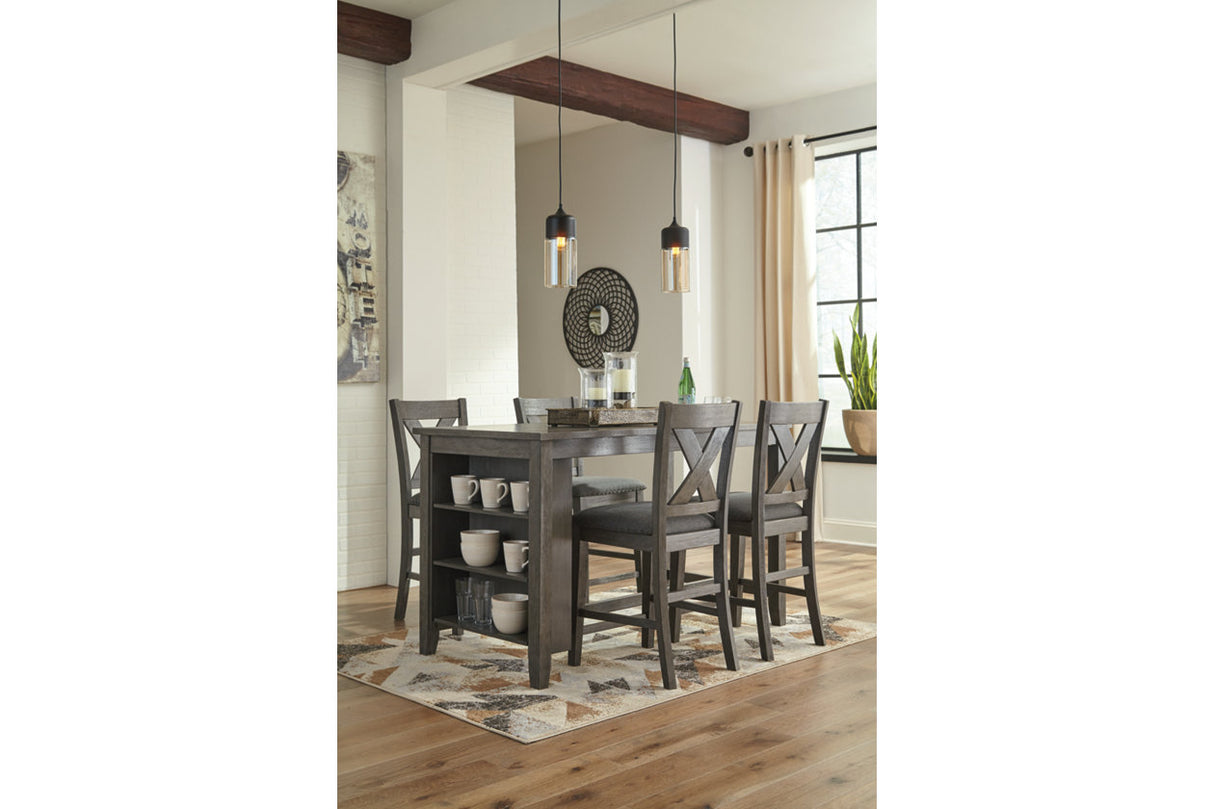 Caitbrook Gray Counter Height Upholstered Barstool, Set of 2 from Ashley - Luna Furniture