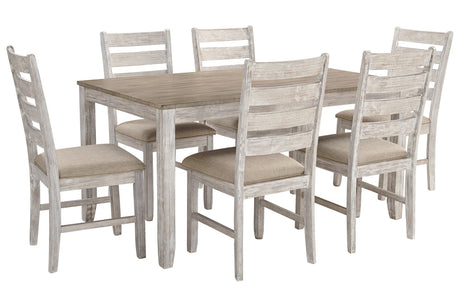 Skempton White/Light Brown Dining Table and Chairs, Set of 7 -  - Luna Furniture