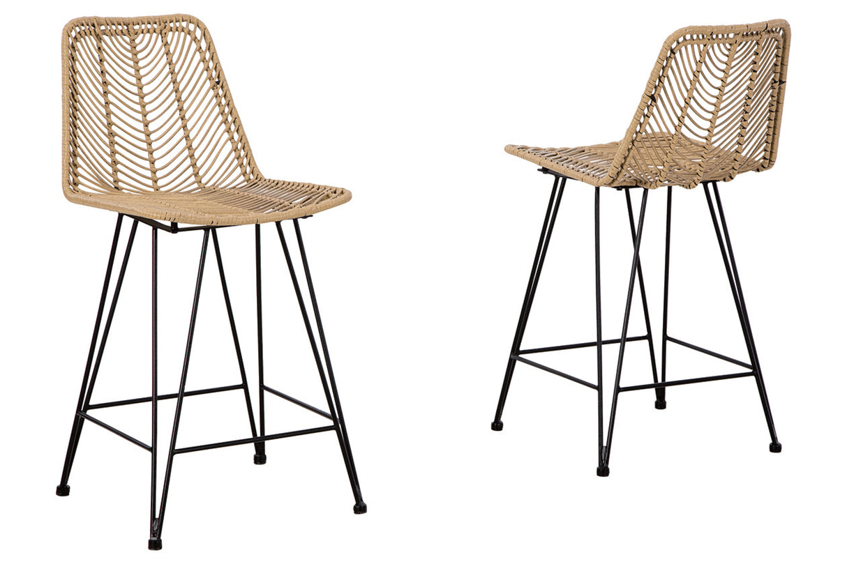 Angentree Natural/Black Counter Height Barstool, Set of 2