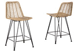 Angentree Natural/Black Counter Height Barstool, Set of 2