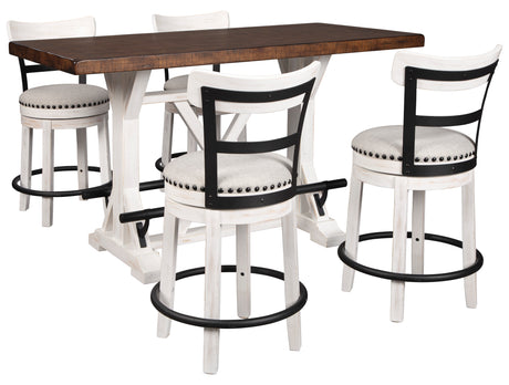 Valebeck White Counter Height Dining Table and 4 Barstools from Ashley - Luna Furniture